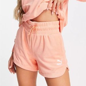 PUMA Classics terrycloth shorts in peach
